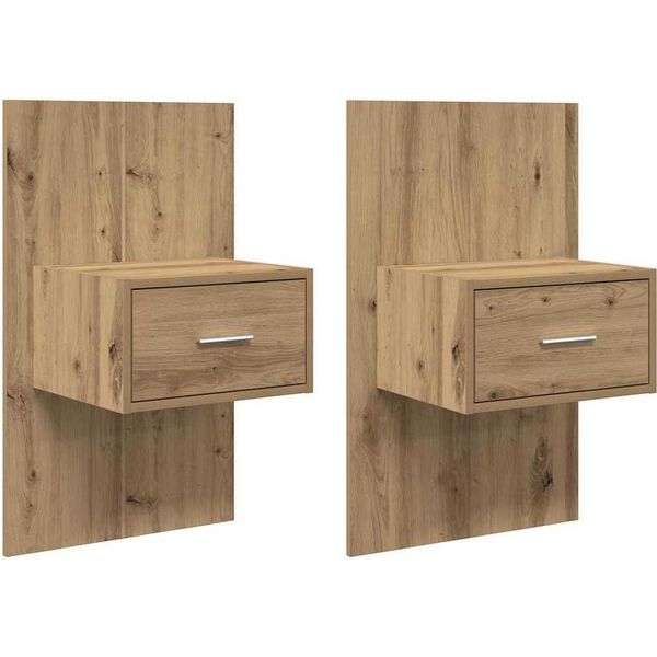Syfax™ Armadio Da Notte 2 Pcs Rovere Artigianale 50 X 32,5 X 80Cm-image