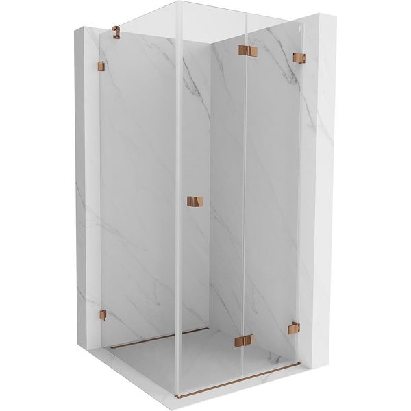 Mexen Lunar-F Cabina Doccia Pieghevole Destra 100 X 100 Cm, Trasparente, Oro Rosa- 836-100-100-60-00-P-image