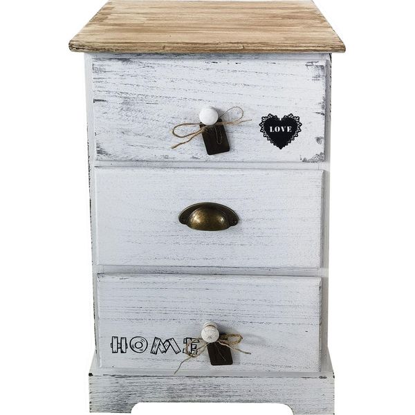 Milani Home - Mobiletto In Legno Con 3 Cassetti Cm 35 L X 28 P X 56 Hdi Colorebianco-image