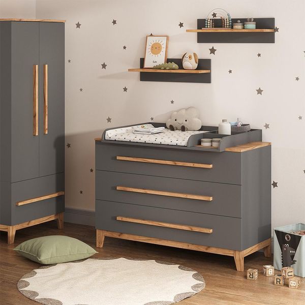 Vitalispa Fasciatoio Malia, 133.2 X 98 Cm Con 3 Cassetti, Grigio/Artisan/Artigiano-image