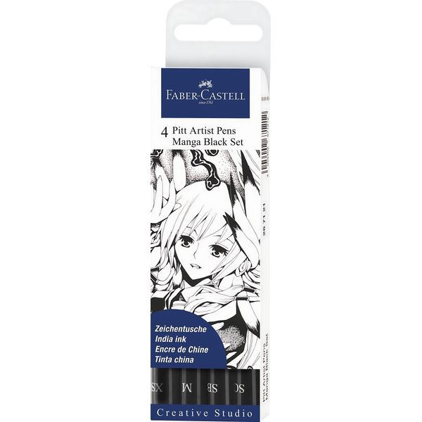 Faber-Castell 267121 FABER-CASTELL Penna A Inchiostro Pitt Per Artisti, Confezione Da 4 Manga-image