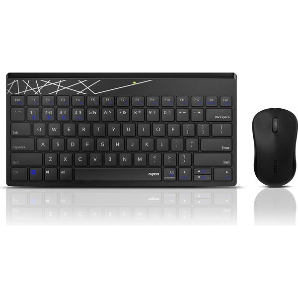 Rapoo 8000M - Set Tastiera E Mouse - Senza Fili - 2,4 Ghz, Bluetooth 4.0, Bluetooth 3.0 - Tedesco-image