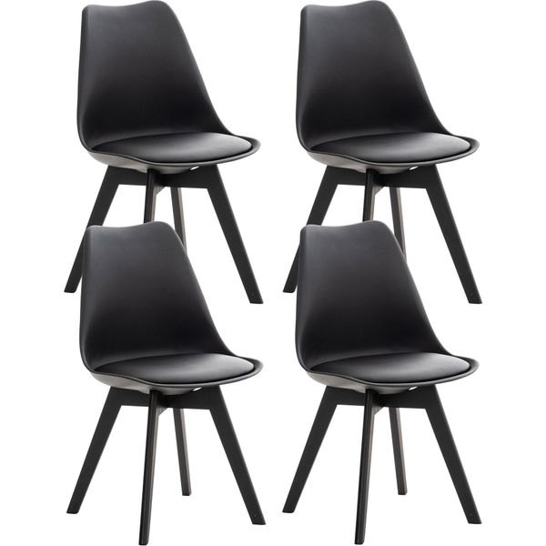 Clp Set Di 4 Sedie Da Pranzo Linares Con Struttura In Legno Di Faggio, Plastica Nera/Nera-image
