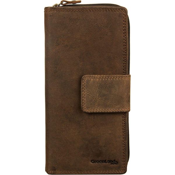 Greenland Nature Pelle Portafoglio Montenegro Long Wallet Rfid Brown Marrone-image