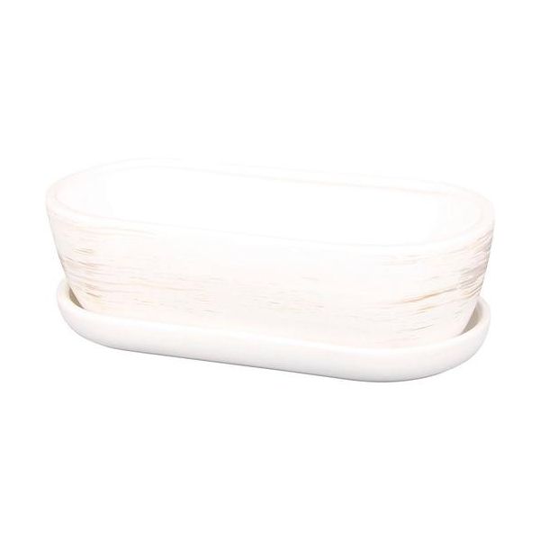 Scatola Per Cactus Kaktus O White Con Piattino 34 Cm Bianco Opaco-image