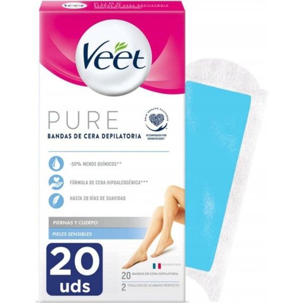 Veet Strisce Depilatorie Pure Per Pelle Sensibile 20 Pezzi-image