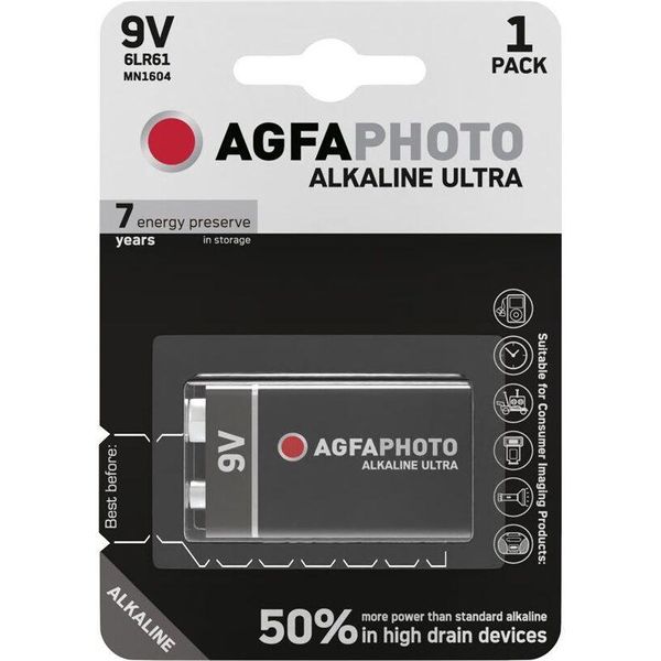 Agfa Photo 110-851808 Agfaphoto Batterie Alkaline Ultra -9V 6LR61 E-Block 1St.-image