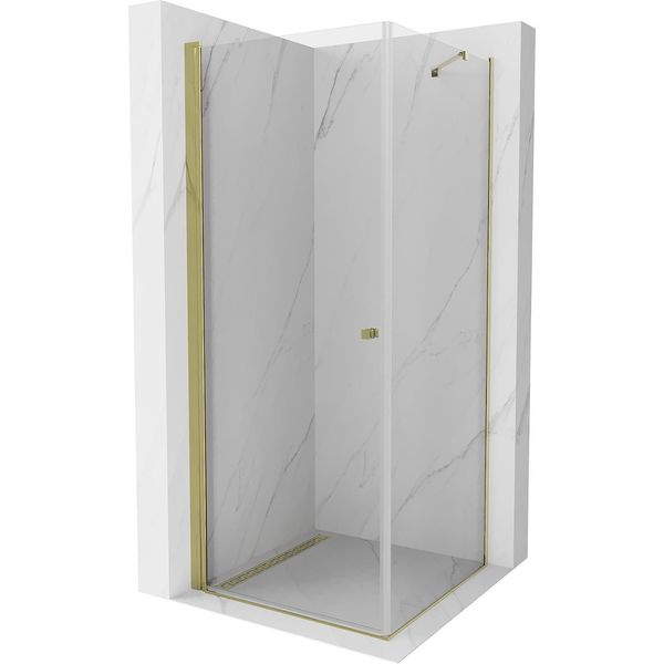 Mexen Pretoria Cabina Doccia Battente 80 X 80 Cm, Trasparente, Dorata - 852-080-080-50-00-image