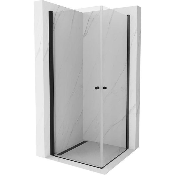 Mexen Pretoria Duo Cabina Doccia Battente 80 X 80 Cm, Trasparente, Nero - 852-080-080-70-00-02-image