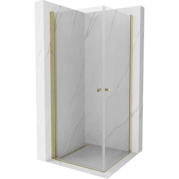 Mexen Pretoria Duo Cabina Doccia A Battente 70 X 70 Cm, Trasparente, Oro - 852-070-070-50-00-02-image