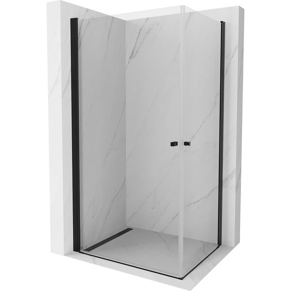 Mexen Pretoria Duo Cabina Doccia A Battente 90 X 80 Cm, Trasparente, Nera - 852-090-080-70-00-02-image