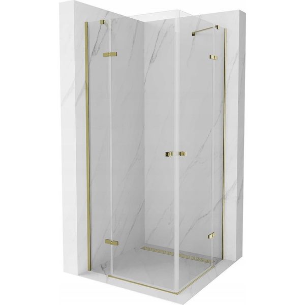 Mexen Roma Duo Cabina Doccia Ad Anta Battente 100 X 100 Cm, Trasparente, Dorata - 854-100-100-50-00-02-image