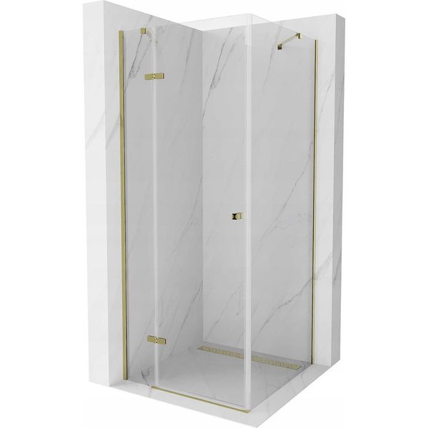 Mexen Roma Cabina Doccia Con Porta A Battente 80 X 80 Cm, Trasparente, Dorata - 854-080-080-50-00-image
