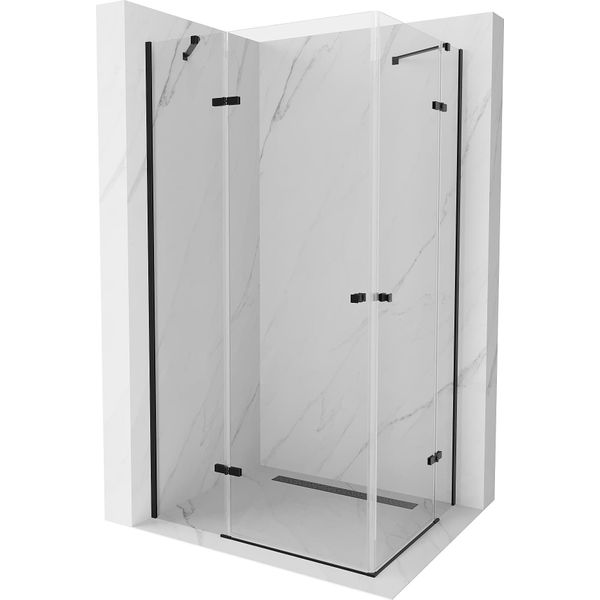 Mexen Roma Duo Cabina Doccia Con Porta A Battente 100 X 90 Cm, Trasparente, Nero - 854-100-090-70-00-02-image
