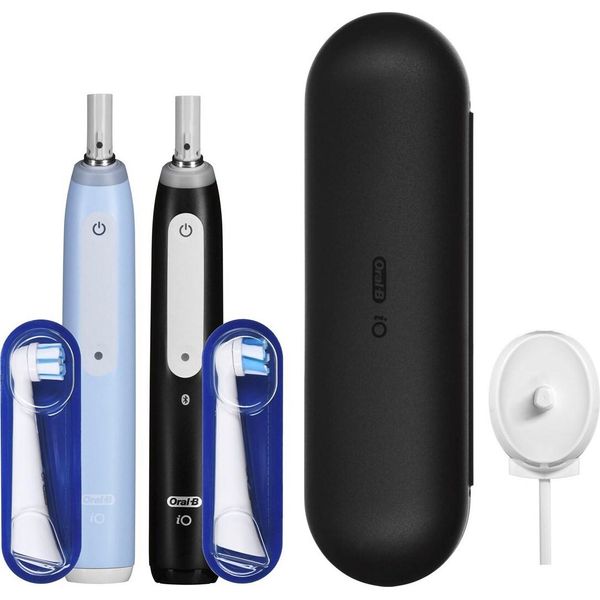 Oral-B | Serie Io3 | Spazzolino Elettrico Duo Pack | Ricaricabile | Per Adulti | Numero Di Testine Incluse 2 | Numero Di Modalità Di Spazzolamento 3 | Nero Opaco/Blu Ghiaccio-image