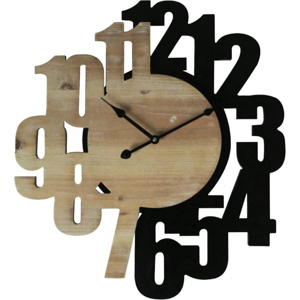 Orologio Da Parete Rebecca Mobili In Legno Marrone E Nero, 56,5X50 Cm-image