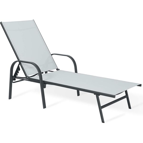 Sdraio Rebecca Mobili Darkin 95X195X69 Acciaio Poliestere Grigio Chiaro Antracite Moderno-image