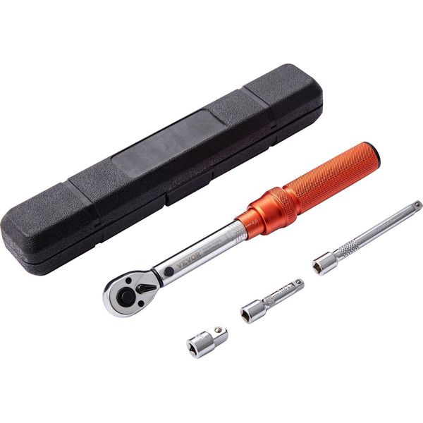 Chiave Dinamometrica 1/4", Set Di Chiavi Dinamometriche Per Bicicletta E Moto 2,3-23Nm, Precisione Di Errore ± 3% 2 Aste Di Prolunga 127 E 76,2 Mm, Adattatore 1/2-1/4"", Testa A Cricchetto 72 Denti Regolabile"-image