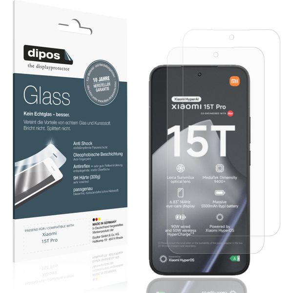 2X Pellicola Protettiva Per Xiaomi 15T Pro Protezione Opaco Vetro Flessibile 9H Dipos-image