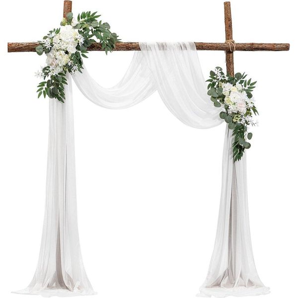 Set Di Fiori Per Arco Di Nozze Decorazione Per Arco Di Nozze Con 2X Fiori 1X Tende Bianche-image