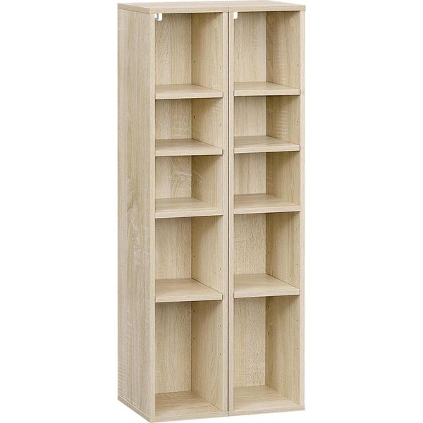 Libreria - Scaffale A Cubo - 10 Scomparti - 5 Livelli - Indipendente - Mdf - 17 X 19,5 X 92,5 Cm - Rovere Chiaro-image