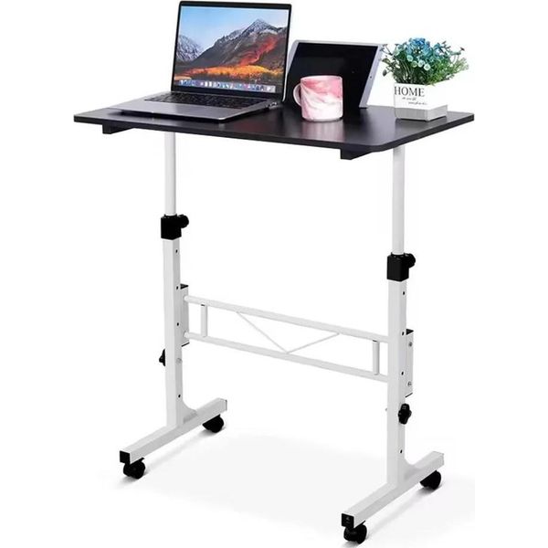 Scrivania Mobile, Regolabile In Altezza, Design Portatile, Nero-image