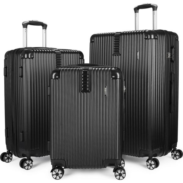 Set Di Valigie Brubaker London - Set Di Valigie Da 3 Pezzi Con Bagaglio A Mano - Valigia Rigida Con Chiusura A Combinazione, 4 Ruote, Set, Nero-image