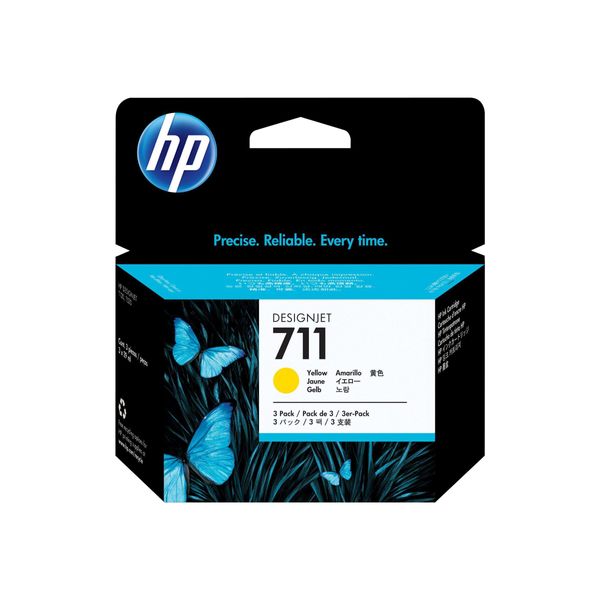 Hp 711 3 Pack 29 Ml Yellow Designjet Ink Cartridges Cartuccia D'inchiostro 3 Pz Originale-image