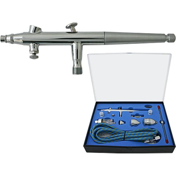 Pistola Ad Aerografo Wiltec Tipo 186K Con Funzione A Doppia Azione, Ugello Ø 0,2-0,5 Mm, 3 Tazze Di Colore, Adattatore Per Modellismo, Nail Art Ecc.-image
