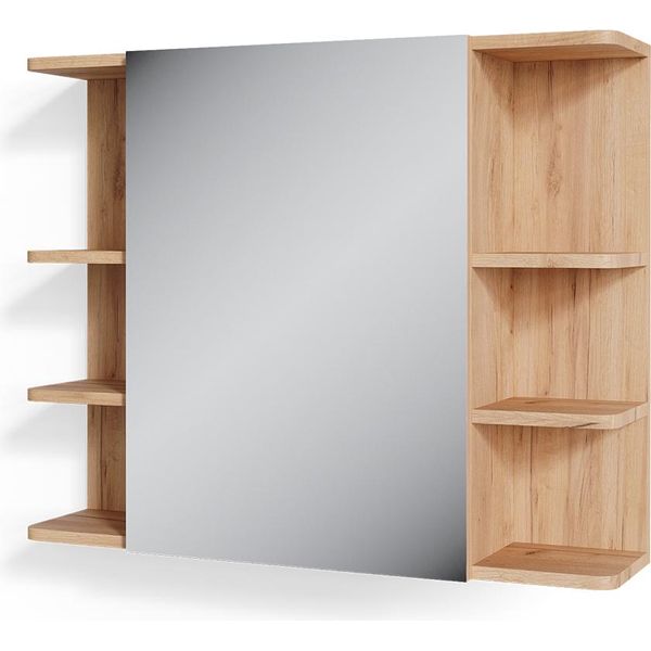 Vicco Specchio Contenitore Bagno Fynn, 80 X 64 Cm, Quercia Dorata/Verde-image