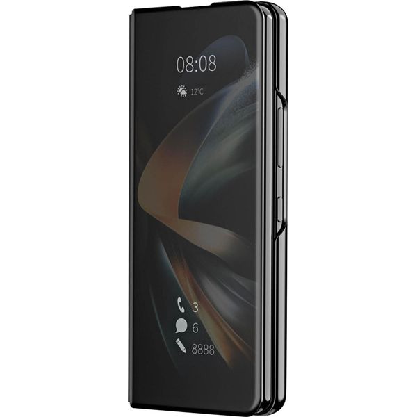 Avizar, Custodia A Specchio Samsung Galaxy Z Fold4 Clear View Con Funzione Di Supporto, Nero-image