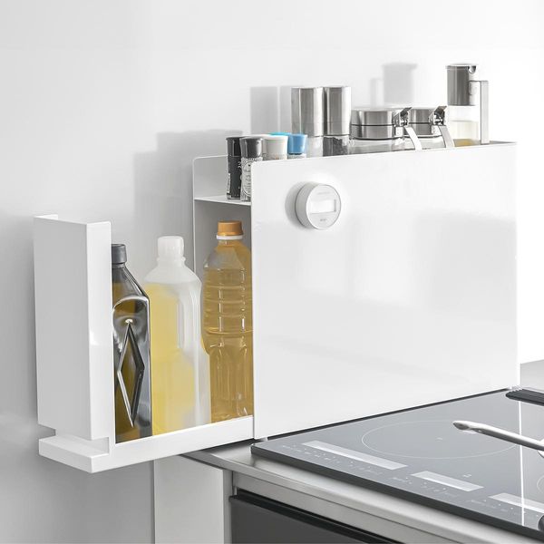 Yamazaki Portaspezie Da Cucina In Metallo Bianco 50X36X12Cm Con Ripiano Estraibile-image