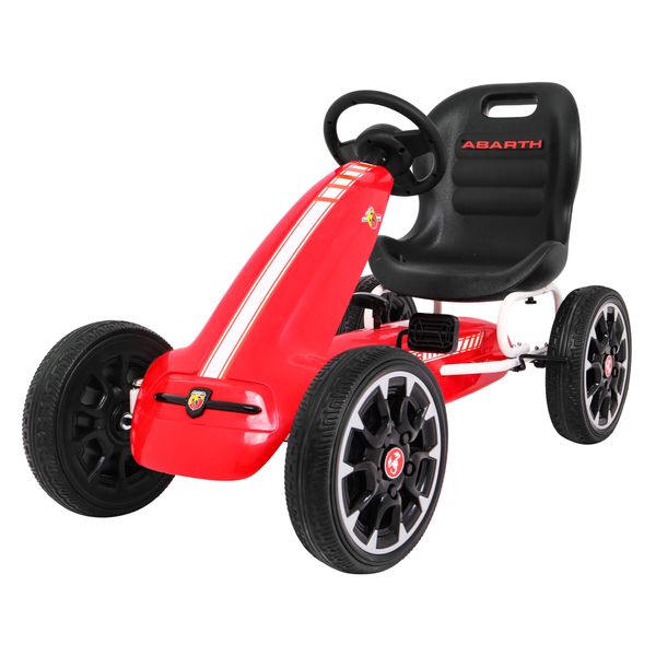Go-Kart A Pedali Abarth Per Bambini Rosso + Ruote Eva + Freno A Mano + Attrezzatura Gratuita-image