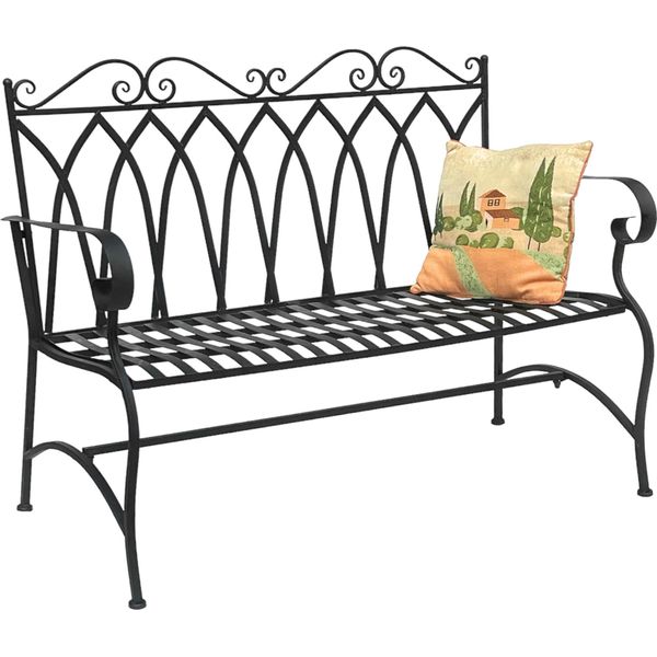Dandibo Panca Da Giardino In Metallo A 2 Posti Resistente Alle Intemperie Panca Da Giardino Antica 18940 Panca In Metallo Marrone Scuro 120 Cm Panca In Ferro-image