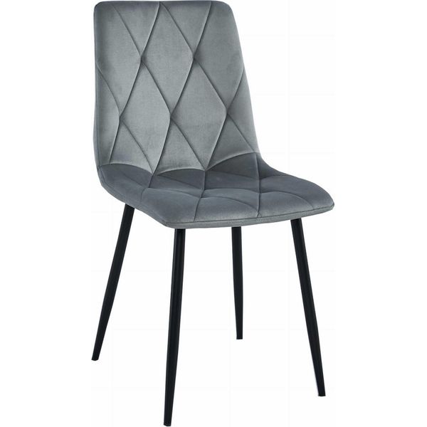 Sedie Valora Libra, Velluto Grigio Argento Gambe Nere, 4 Pezzi | 4 Eleganti Sedie Grigio Argento Dal Look Inconfondibile-image