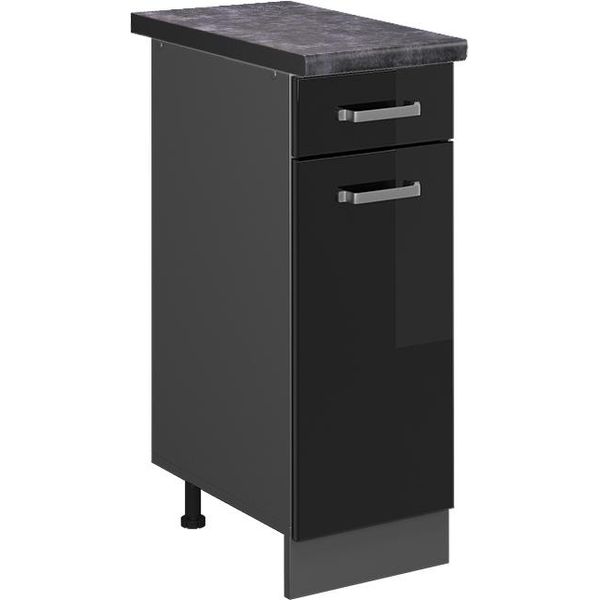 Vicco Mobiletto Base Per Cucina R-Line, 30 Cm , Pt Antracite, Nero Lucido/Antracite-image