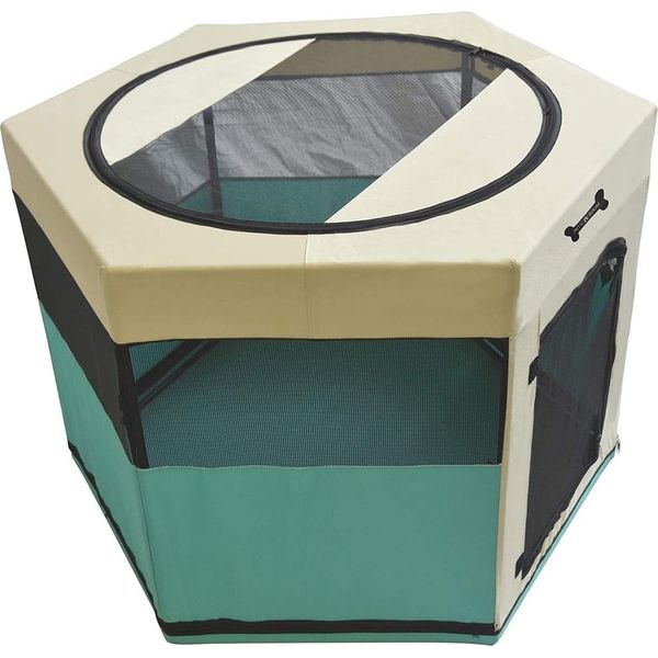 Box Per Cuccioli 90X90X61Cm Turchese Recinto Per Animali Domestici Cani Box Per Animali Domestici-image