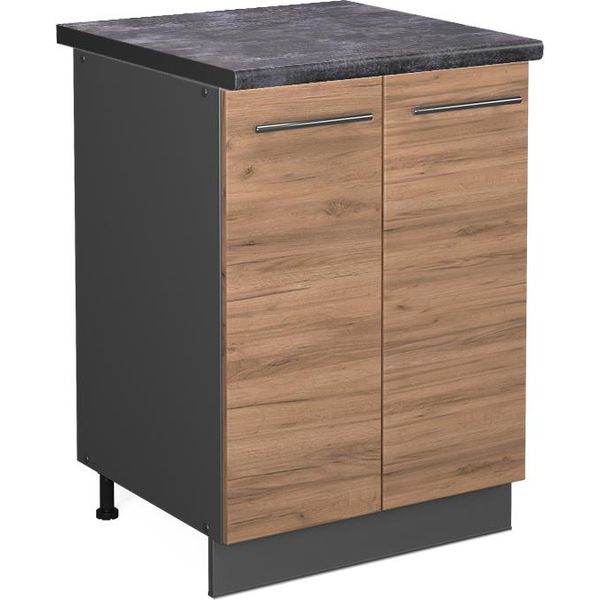 Vicco Mobiletto Base Cucina Fame-Line, 60 Cm , Pt Antracite, Quercia Dorata/Antracite-image