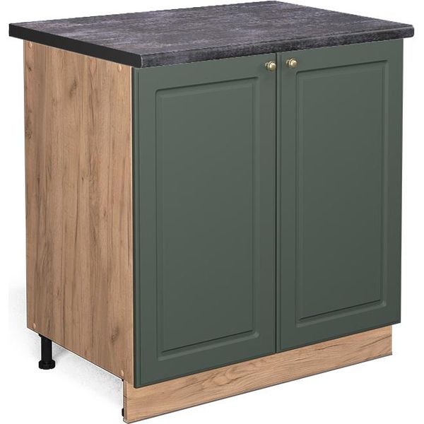 Vicco Mobiletto Base Cucina Fame-Line, 80 Cm Con Ripiano, Pl Antracite, Verde-Oro Country House/Quercia Dorata-image