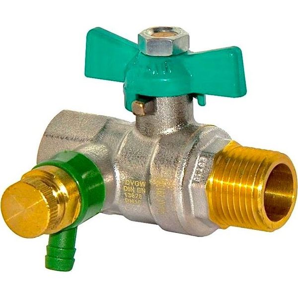 Valvola A Sfera Dvgw Per Acqua Potabile 3/4" IG-AG Con Maniglia A Ginocchiera E Scarico: 3/4 Pollici Dimensione: 3/4 Pollici"-image