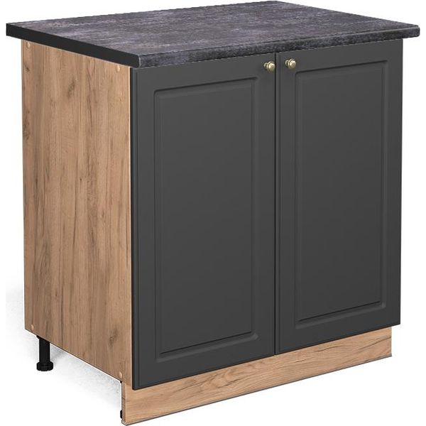 Vicco Mobiletto Base Cucina Fame-Line, 80 Cm Con Ripiano, Pl Antracite, Antracite-Oro/Quercia Dorata-image