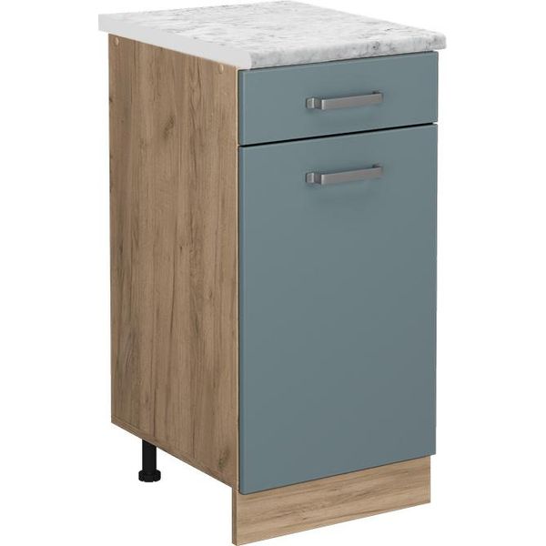 Vicco Mobiletto Base Per Cucina R-Line, 40 Cm Pl Marmo, Grigio-Blu/Quercia Dorata-image