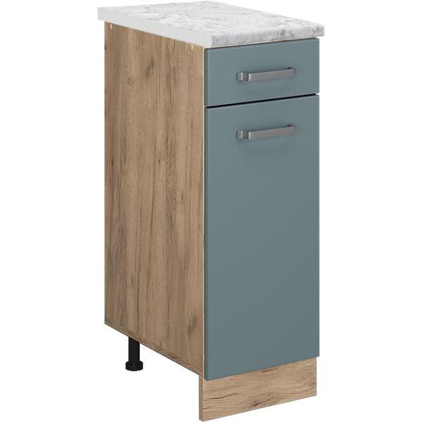 Vicco Mobiletto Base Per Cucina R-Line, 30 Cm Pl Marmo, Grigio-Blu/Quercia Dorata-image