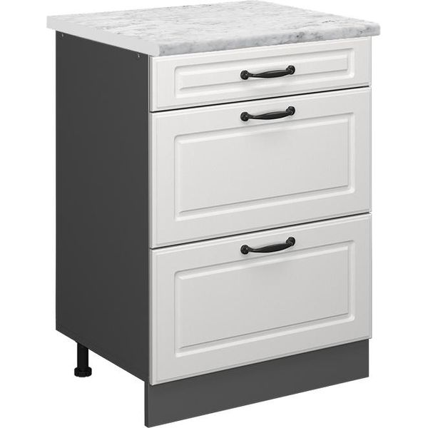 Vicco Mobiletto Base Per Cucina R-Line, 60 Cm Pl Marmo, Bianco Casa Di Campagna/Antracite-image