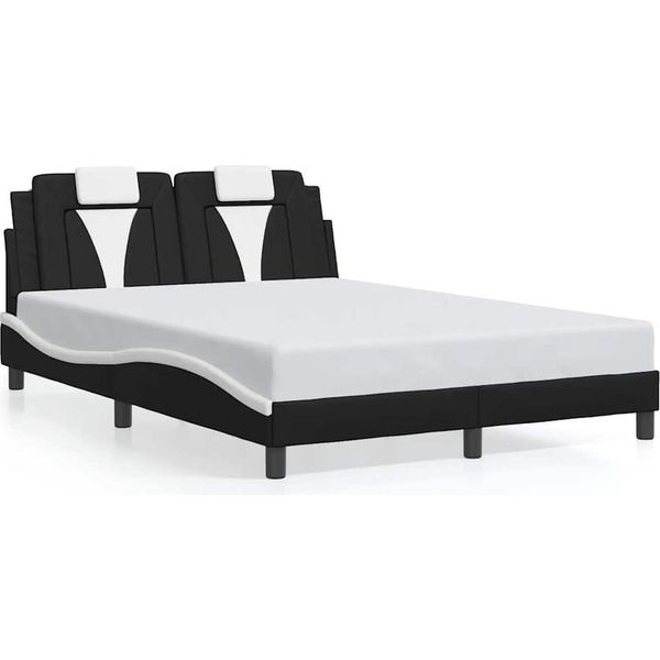 Vidaxl "Viana"" Struttura Letto Senza Materasso Bianco E Nero 140X190 Cm In Ecopelle"-image
