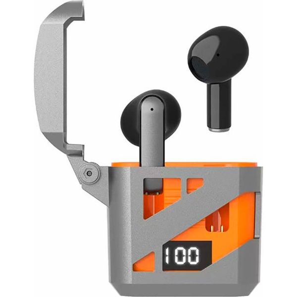 Eko, Cuffie Bluetooth 5.3 Tws Enc Modello Optimus Con Display A Led, Arancione-image