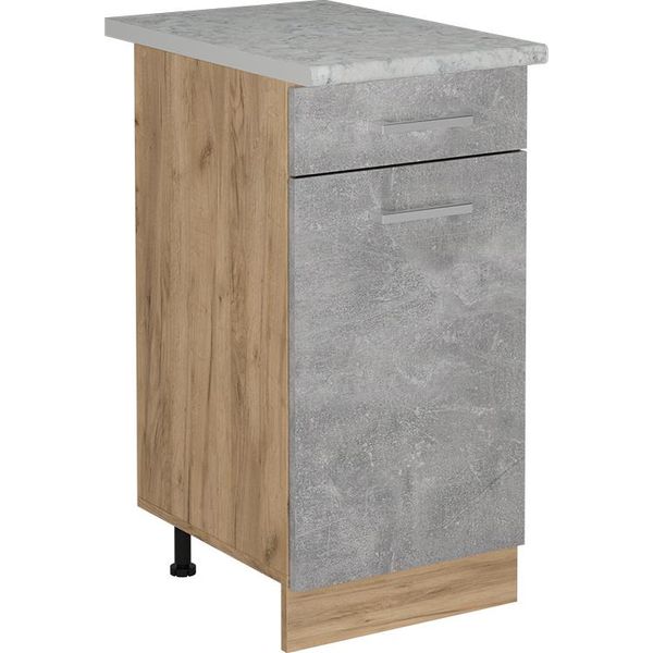 Vicco Mobiletto Base Per Cucina R-Line, 40 Cm Pl Marmo, Calcestruzzo/Quercia Dorata-image