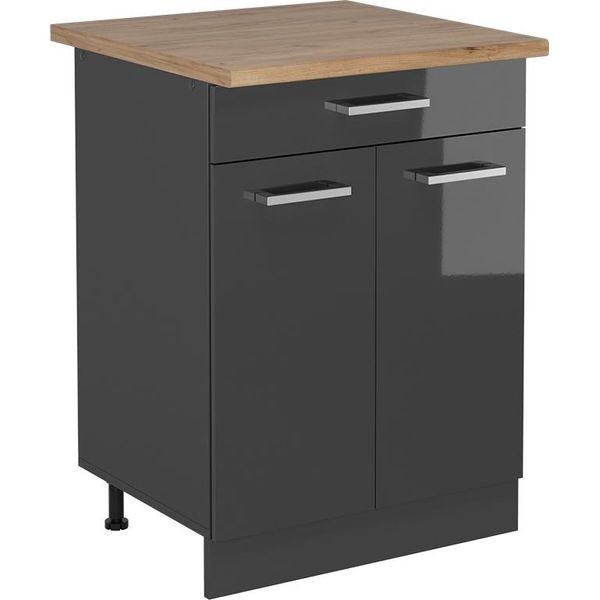Vicco Mobiletto Base Per Cucina R-Line, 60 Cm , Pl Rovere, Antracite Lucido/Antracite-image