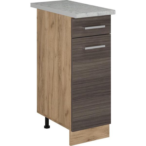Vicco Mobiletto Base Per Cucina R-Line, 30 Cm Pl Marmo, Grigio Nobile/Quercia Dorata-image