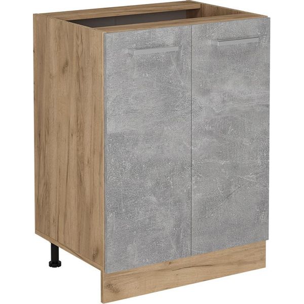 Vicco Mobiletto Base Cucina R-Line, 60 Cm Senza Piano Di Lavoro, Calcestruzzo/Quercia Dorata-image